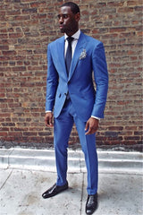 Royal Blue Two Pieces Men Suit Newest Peaked Lapel Prom Suit-showprettydress