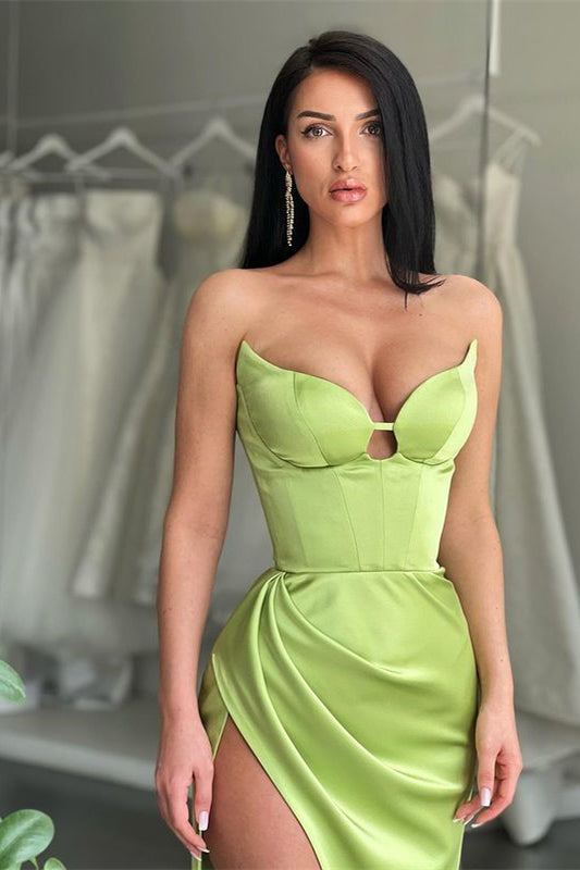 Sage Green Sweetheart Mermaid Evening Dress Sleeveless With Slit-showprettydress