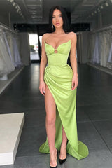 Sage Green Sweetheart Mermaid Evening Dress Sleeveless With Slit-showprettydress