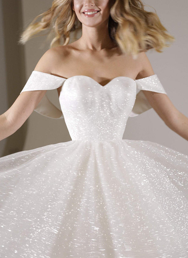 Sequin Sleeveless Short Elegant Sweetheart Chic A-line Wedding Dresses-Showprettydress