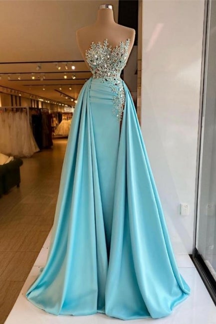Sexy Sleeveless Sequins Mermaid Prom Dress with Detachable Train-showprettydress