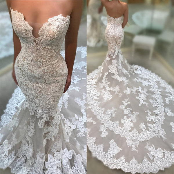 Long Sleeve Lace Wedding Dresses, Sexy Mermaid Bridal Gown, Wedding Dresses, WD0265