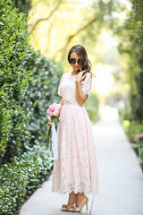 Short Sleeves Princess Ankle-length Summer Homecoming Dresses-showprettydress