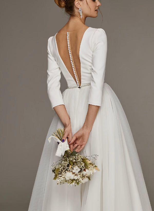 Short Wedding Dresses Sleeves-Showprettydress