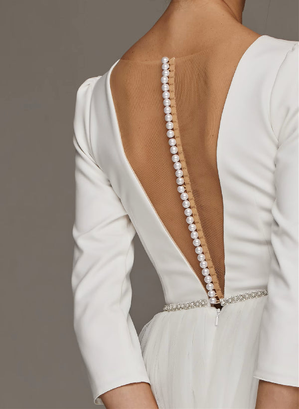 Short Wedding Dresses Sleeves-Showprettydress