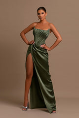 Showprettydess Attractive Green Sleeveless Mermaid Prom Dress with Split-showprettydress