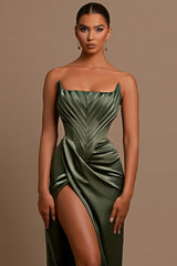 Showprettydess Attractive Green Sleeveless Mermaid Prom Dress with Split-showprettydress