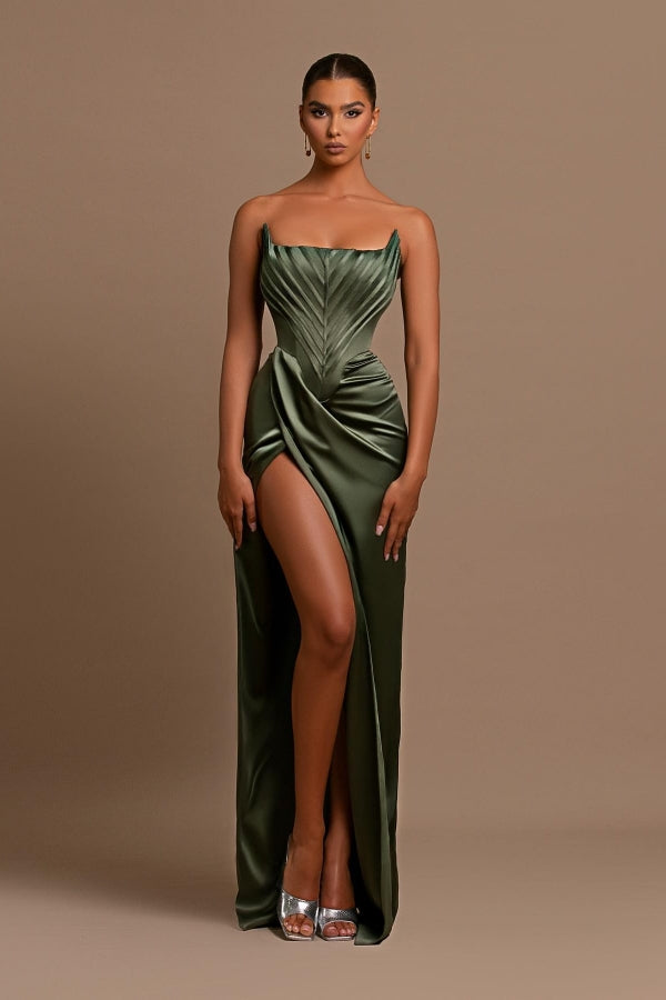Showprettydess Attractive Green Sleeveless Mermaid Prom Dress with Split-showprettydress