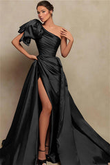 Showprettydess Beautiful Burgundy One-Shoulder Mermaid Prom Dress with Slit-showprettydress