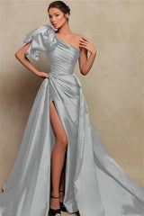 Showprettydess Beautiful Burgundy One-Shoulder Mermaid Prom Dress with Slit-showprettydress