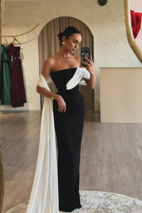 Showprettydess Black Strapless Mermaid Long Prom Dress Sleeveless-showprettydress