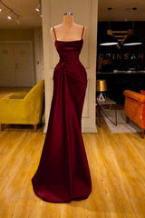 Showprettydess Cabernet Spaghetti-Strap Mermaid Prom Dress with Ruffles-showprettydress