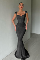 Showprettydess Cap Sleeves Long Mermaid Sequined Prom Dress-showprettydress