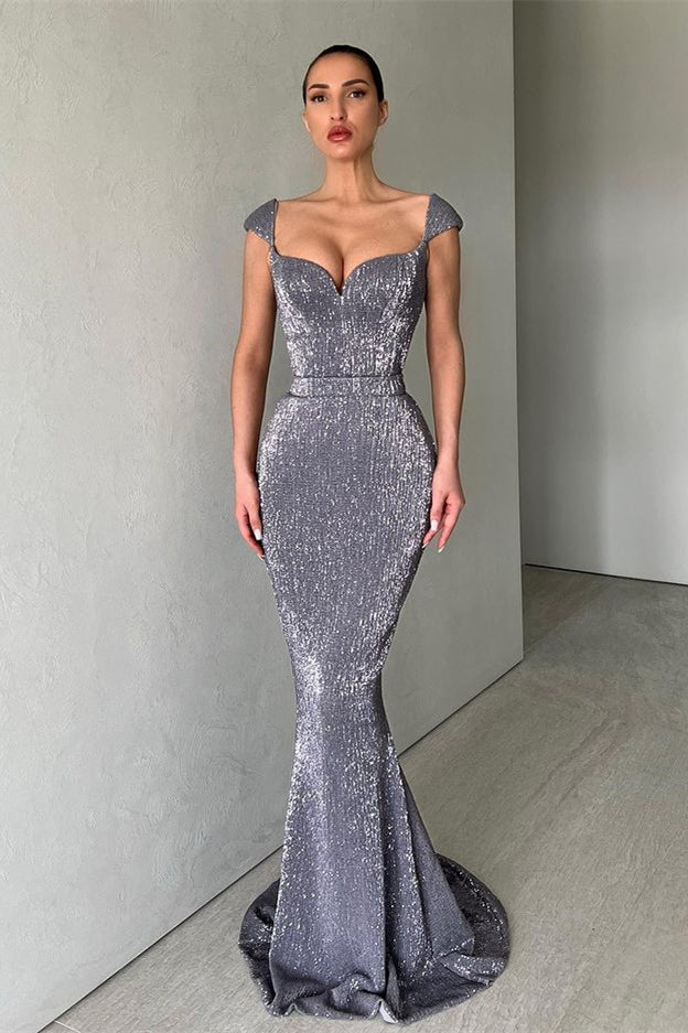 Showprettydess Cap Sleeves Long Mermaid Sequined Prom Dress-showprettydress