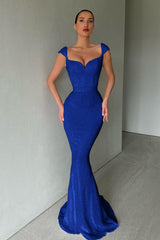 Showprettydess Cap Sleeves Long Mermaid Sequined Prom Dress-showprettydress