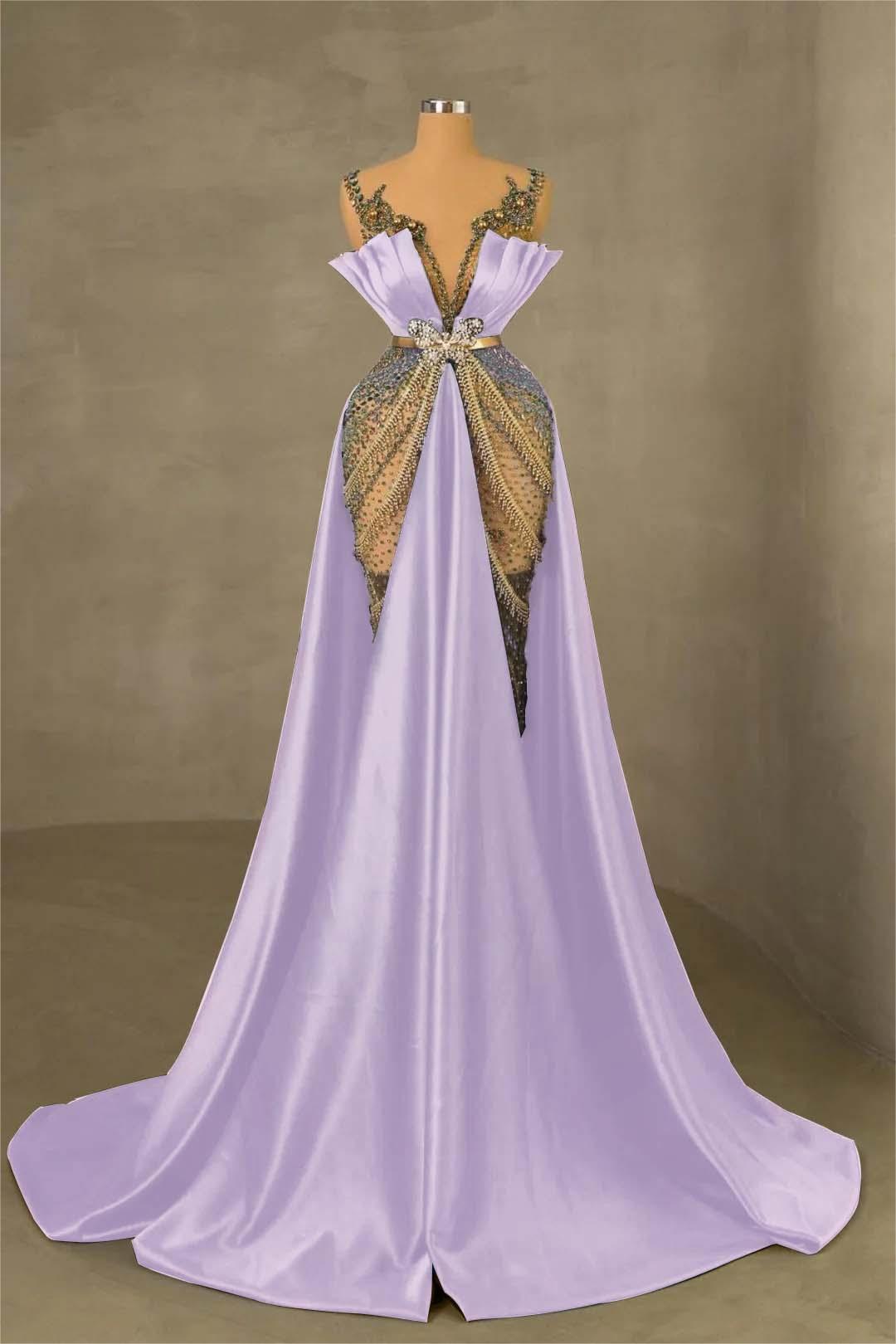 Showprettydess Charming Dark Green Satin Spaghetti Strap Pleated Mermaid Prom Dress with Beadings-showprettydress