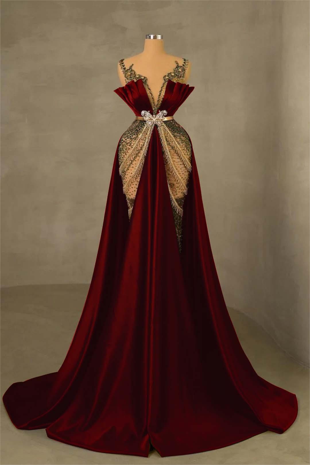 Showprettydess Charming Dark Green Satin Spaghetti Strap Pleated Mermaid Prom Dress with Beadings-showprettydress