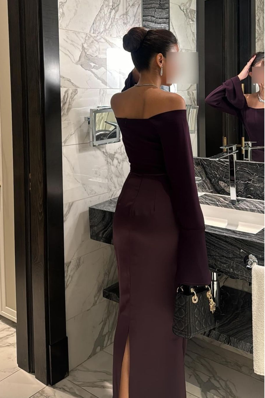 Showprettydess Chic Satin Regency Off-the-Shoulder Long Sleeves Mermaid Prom Dress with Pleats-showprettydress