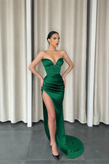 Showprettydess Dark Green Sweetheart Mermaid Prom Dress with Split-showprettydress
