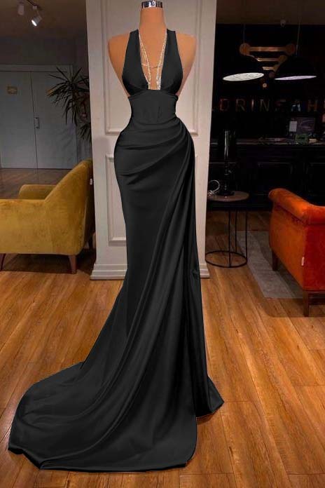 Showprettydess Elegant Halter V-Neck Mermaid Prom Dress-showprettydress