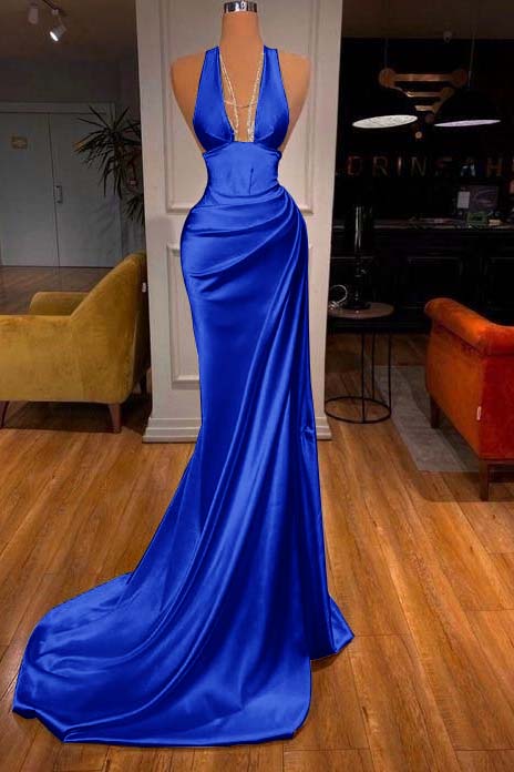 Showprettydess Elegant Halter V-Neck Mermaid Prom Dress-showprettydress