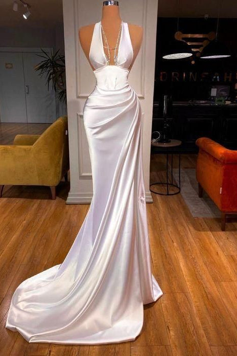 Showprettydess Elegant Halter V-Neck Mermaid Prom Dress-showprettydress
