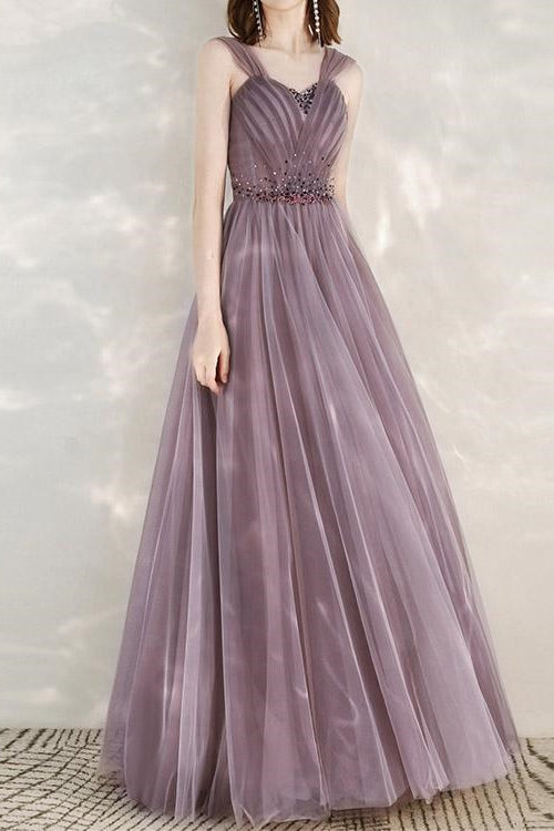 Showprettydess Elegant Infinity Tulle Long Prom Dress with Sweetheart & Sequins-showprettydress