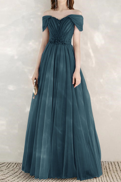 Showprettydess Elegant Infinity Tulle Long Prom Dress with Sweetheart & Sequins-showprettydress