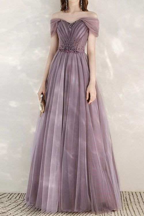 Showprettydess Elegant Infinity Tulle Long Prom Dress with Sweetheart & Sequins-showprettydress
