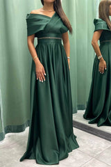 Showprettydess Elegant Long Evening Dress with Pleats Off-the-Shoulder-showprettydress