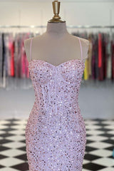Showprettydess Elegant Sweetheart Mermaid Prom Dress with Sequins & Spaghetti-Straps-showprettydress