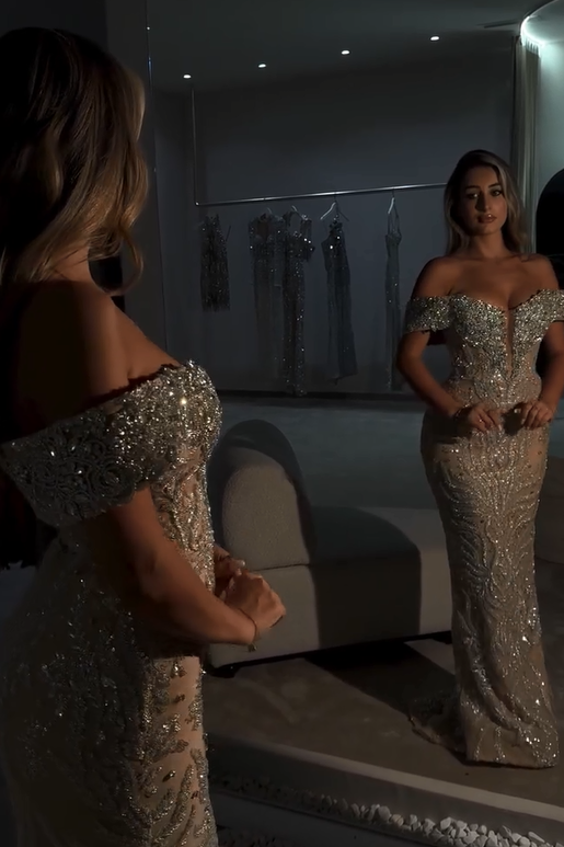 Showprettydess Exquisite Off-the-Shoulder Strapless Mermaid Prom Dress with Beadings & Sequins-showprettydress