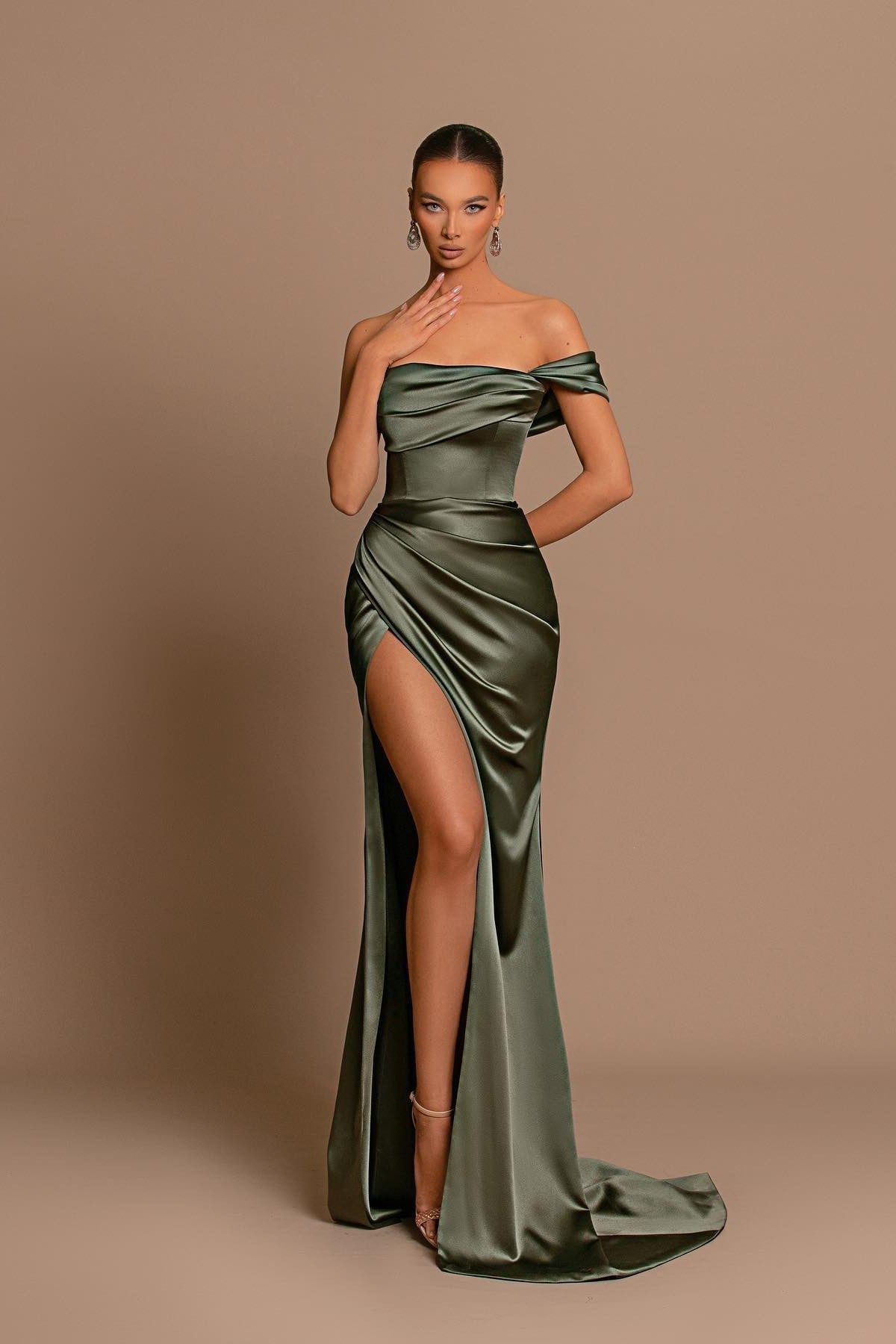 Showprettydess Glamorous One-Shoulder Strapless Mermaid Prom Dress with Split for Parties-showprettydress