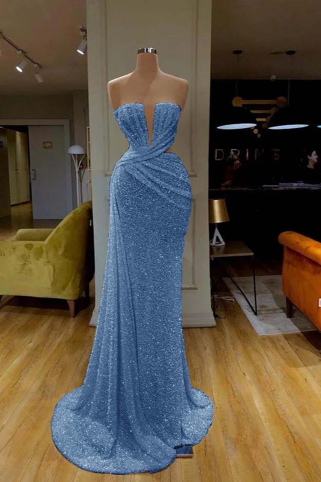 Showprettydess Gorgeous White Strapless Sequined Prom Dress-showprettydress