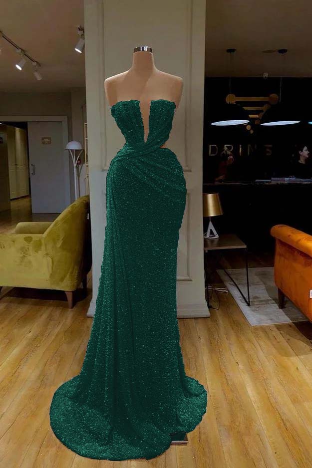 Showprettydess Gorgeous White Strapless Sequined Prom Dress-showprettydress