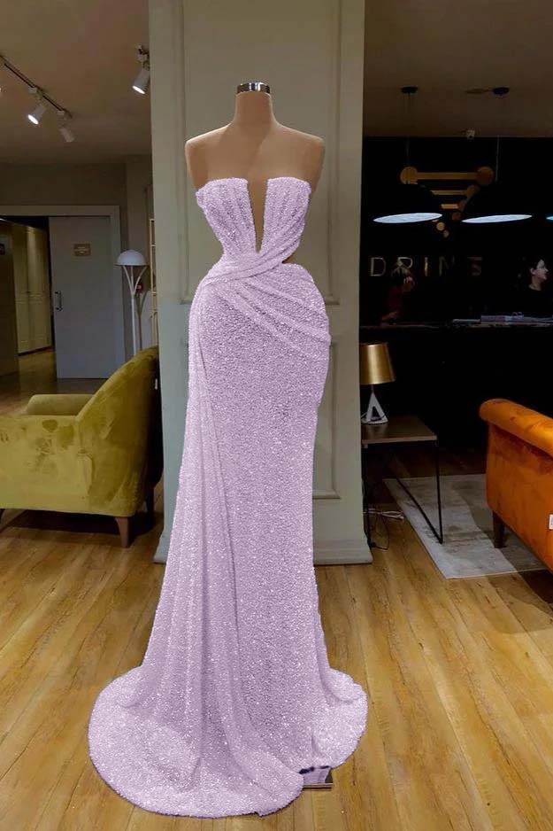 Showprettydess Gorgeous White Strapless Sequined Prom Dress-showprettydress