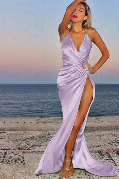 Showprettydess Green V-Neck Mermaid Prom Dress Sleeveless with Split-showprettydress