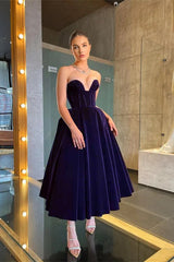 Showprettydess Long Black Little Black Dress, Tea-Length Prom Dress-showprettydress