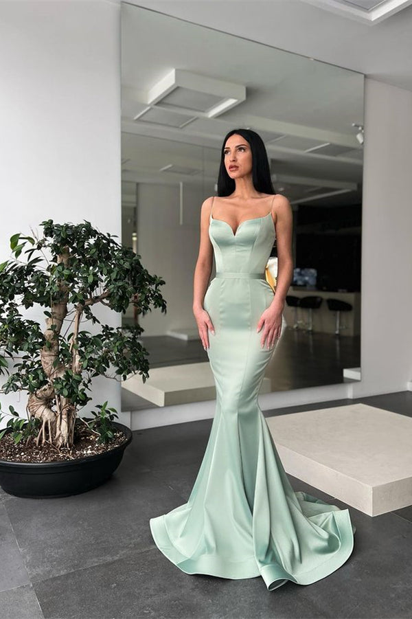 Showprettydess Long Mermaid Prom Dress with Spaghetti Straps-showprettydress