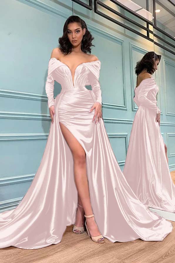 Showprettydess Long Sleeves Burgundy Evening Mermaid Dress-showprettydress