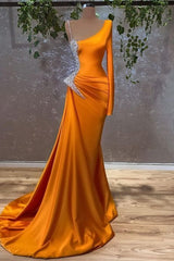 Showprettydess Long Sleeves Mermaid Burnt Orange Prom Dress with Beads-showprettydress