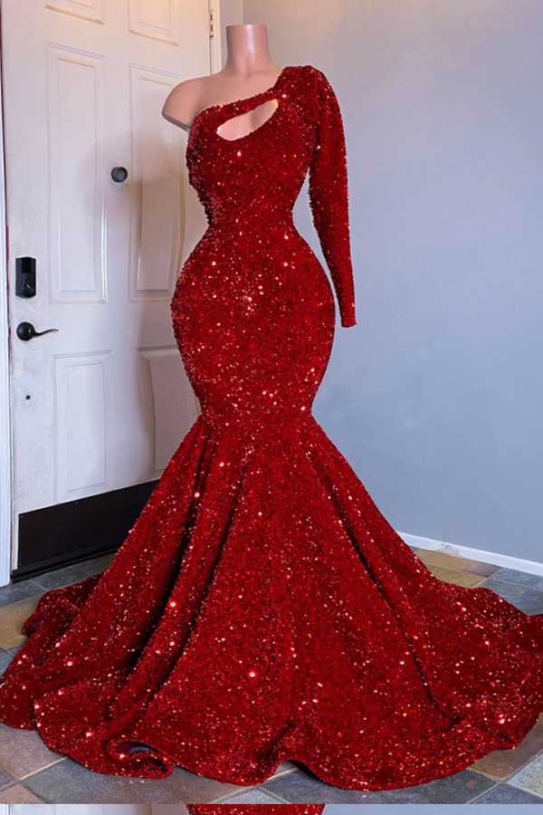 Showprettydess Long Sleeves Sequined Mermaid Prom Dress-showprettydress