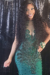 Showprettydess Mermaid Dark Green Sequined Prom Dress with Beadings & Appliqués-showprettydress