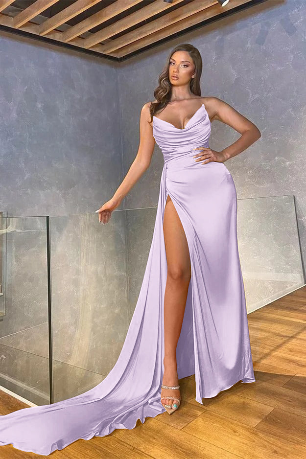 Showprettydess Mermaid Long Pleated Split Prom Dress-showprettydress