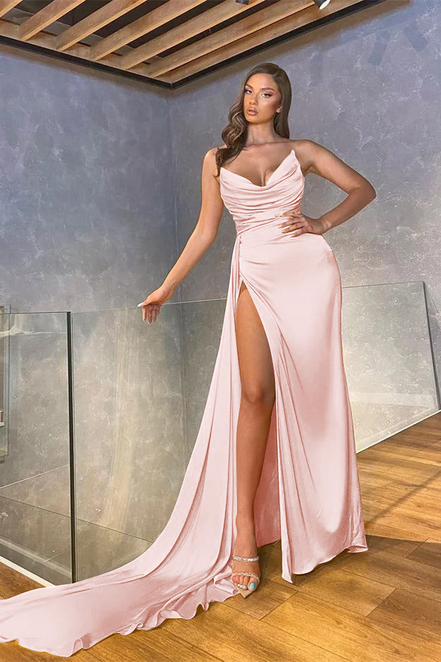 Showprettydess Mermaid Long Pleated Split Prom Dress-showprettydress