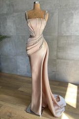 Showprettydess Mermaid Straps Appliqués Beaded Prom Dress-showprettydress