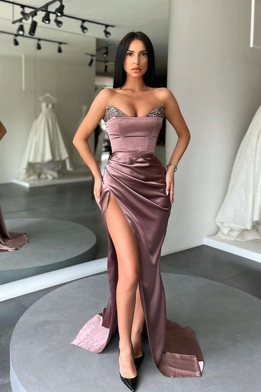 Showprettydess Mermaid Sweetheart Prom Dress with Slit & Sequins-showprettydress