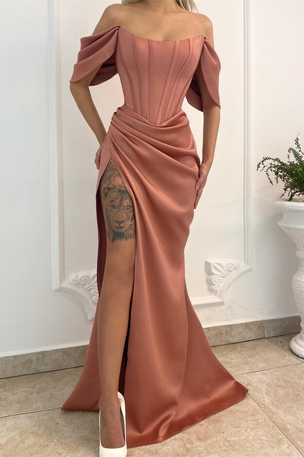 Showprettydess Off-the-Shoulder Mermaid Long Prom Dress with Split-showprettydress