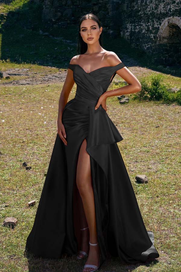 Showprettydess Off-the-Shoulder Red Mermaid Prom Dress with Split-showprettydress