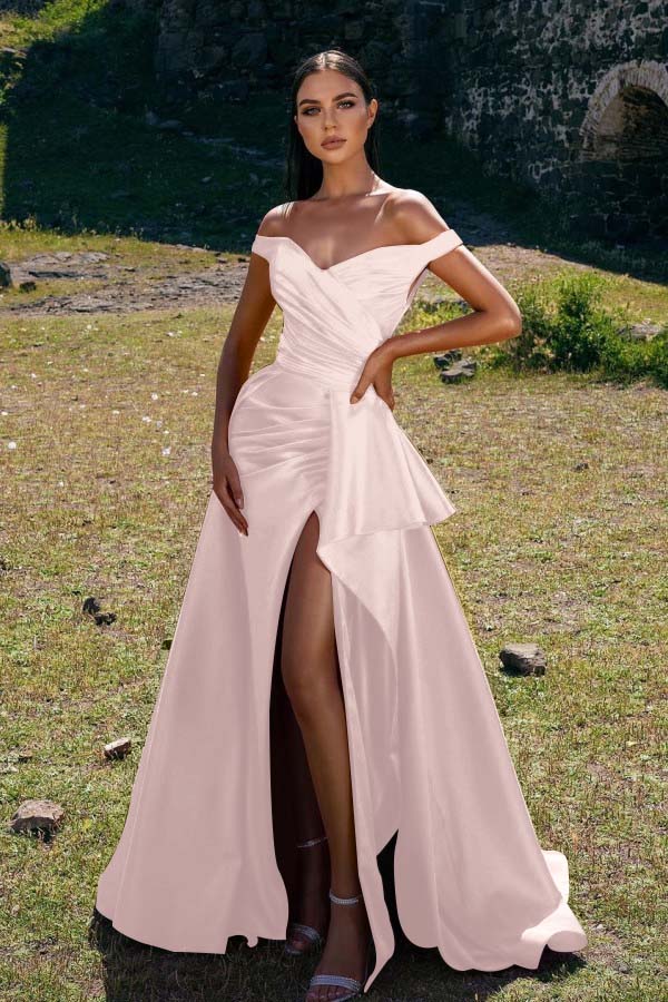 Showprettydess Off-the-Shoulder Red Mermaid Prom Dress with Split-showprettydress